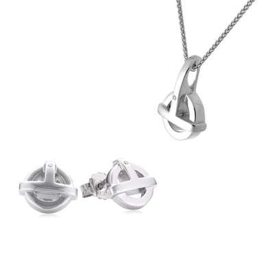 Orphelia Women's 925 Sterling Silver Set: Chain-Pendant + Earrings - Silver SET-5677