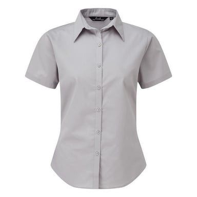 Premier Short Sleeve Poplin Blouse / Plain Work Shirt (Silver)