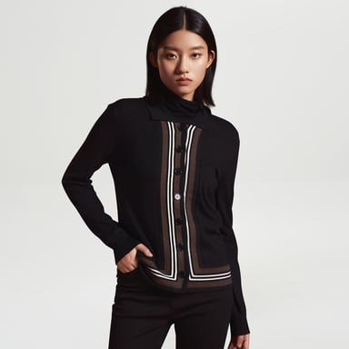 Cardigan with contrasting edges