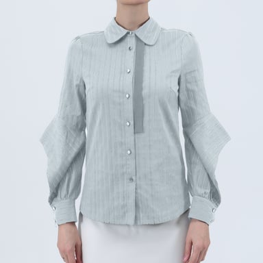 Long Slit Sleeves Cotton Shirt