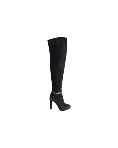 Fendi Over-the-Knee Heeled Boots in Black Suede