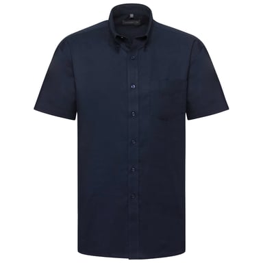 Russell Collection Mens Oxford Easy-Care Short-Sleeved Shirt (Bright Navy)