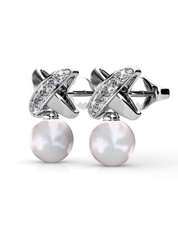 Pendientes Chris Pearl - Plata y Cristal
