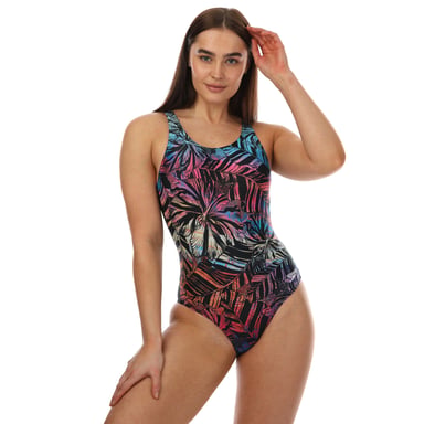 Women's Speedo Placement U-Back Swimsuit in Black Red