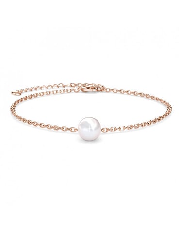 Pulsera de Perlas de Cristal - Oro Rosa y Cristal