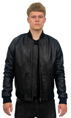 Chaqueta bomber de cuero estilo universitario retro para hombre - Pretoria