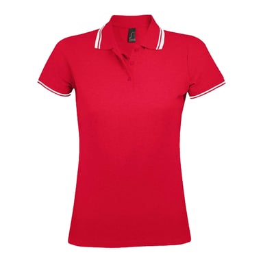 SOLS Womens/Ladies Pasadena Polo Shirt (Red/White)