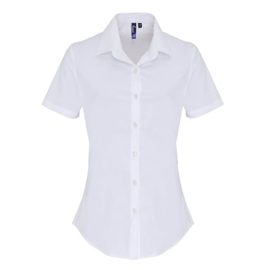 Premier Womens/Ladies Stretch Short-Sleeved Formal Shirt (White)