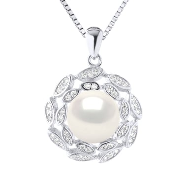Necklace Jewelry - Real Cultured Freshwater Pearl Button 9-10 mm