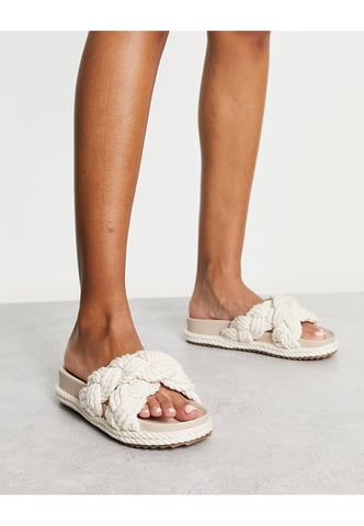ASOS DESIGN Jasmine plaited espadrille footbed in off white