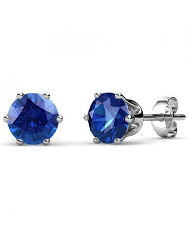 Pendientes de septiembre con piedra de nacimiento - Plata y azul marino