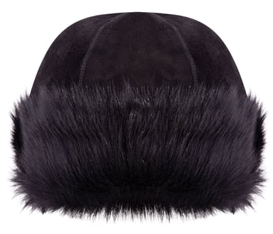 Gorro de pescador redondo de piel de oveja 100 % color negro con pelo de Toscana