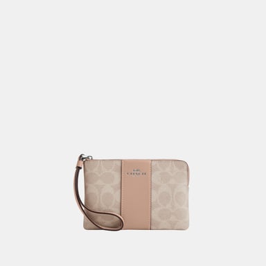 Corner Zip in Signature Canvas with Leather Stripe Bag