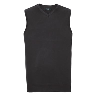 Russell Collection Mens V-Neck Sleevless Knitted Pullover Top / Jumper (Black)