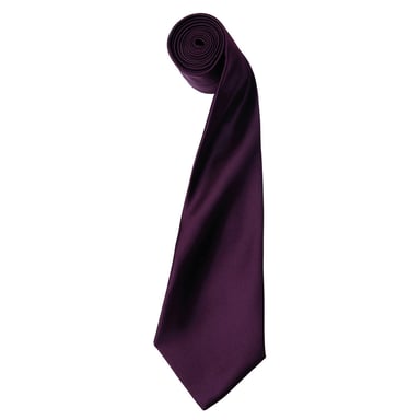 Premier Unisex Adult Colours Satin Tie (Aubergine)