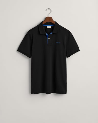 Gant Regular Fit Contrast Pique Rugger Polo Negro