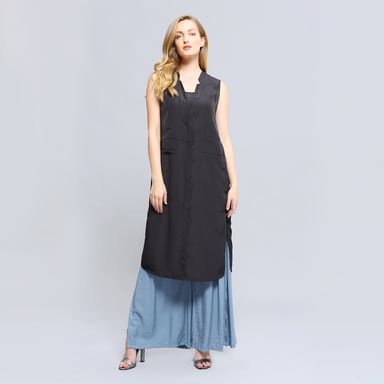 Long Bi-material Waistcoat