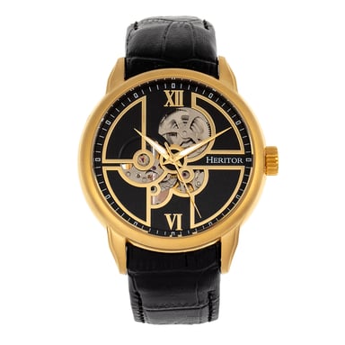 Reloj automático Heritor Sanford semiesqueleto con correa de cuero