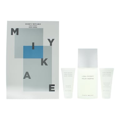 Issey Miyake L'eau D'issey Pour Homme Eau de Toilette 125ml, Shower Gel 50ml + Aftershave Balm 50ml Gift Set for Him