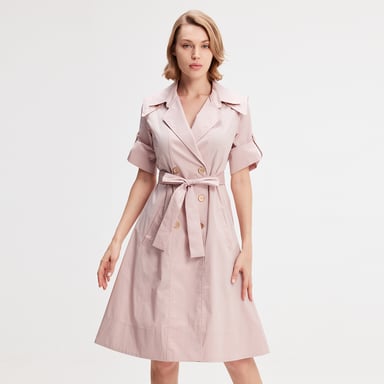 Cotton trench-coat dress