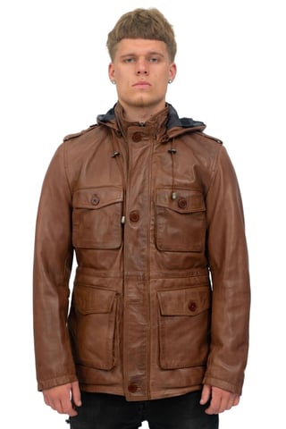 Gabardina de cuero con capucha para hombre - Medellín
