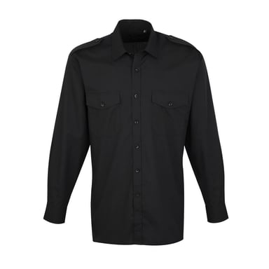 Premier Mens Long-Sleeved Pilot Shirt (Black)