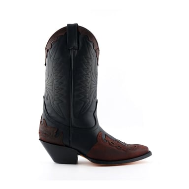 Botas de vaquero unisex de cuero negro y burdeos de Grinders - Arizona