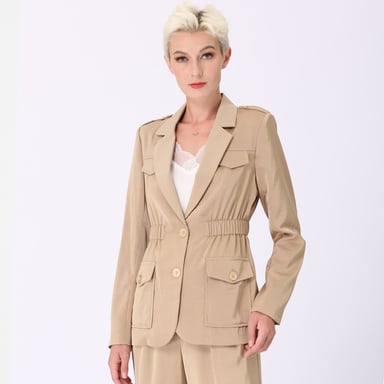 Safari blazer with gathered waist