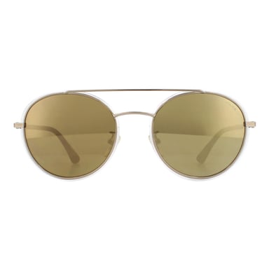 Police gafas de sol redondas de hombre de cristal dorado claro gris marrón dorado espejo