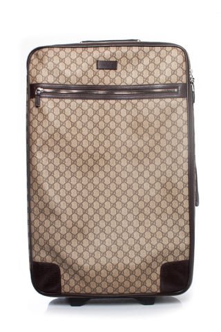 GG canvas suitcase in brown