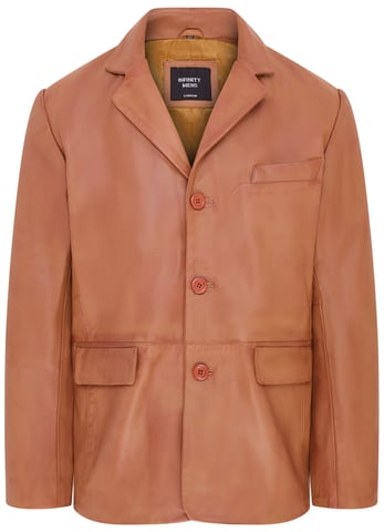 Chaqueta blazer de cuero italiano de 3 botones para hombre - Fauske