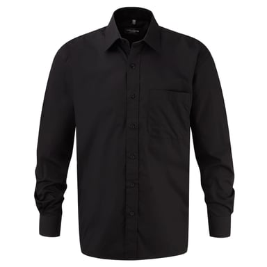 Russell Collection Mens Cotton Poplin Easy-Care Shirt (Black)