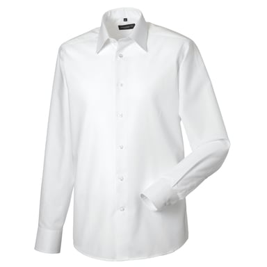 Russell Collection Mens Plain Oxford Tailored Long-Sleeved Shirt (White)
