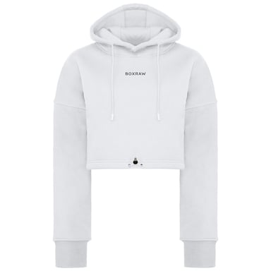 Sudadera con capucha corta blanca para mujer BoxRaw Johnson