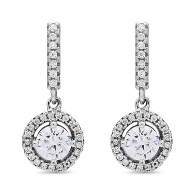 Pendientes Luxenter, gusu de plata de ley 925 y circonita brillante con acabado en baño de rodio