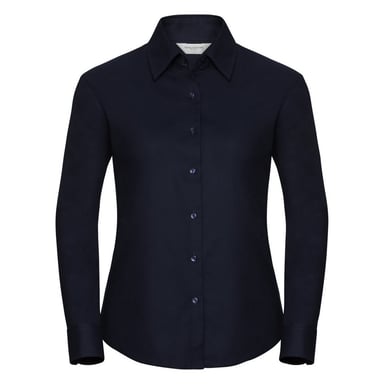 Russell Collection Ladies/Womens Long Sleeve Easy Care Oxford Shirt (Bright Navy)