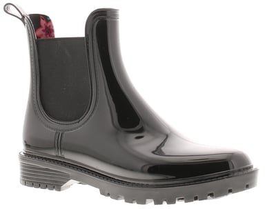 Platino Womens Ankle Wellies Splash Slip On black
