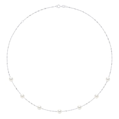 Necklace Pearls - 7 Real Cultured Freshwater Pearls Round 6-7 mm