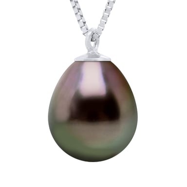 Necklace Real Cultured Tahiti Pearl Pear 9-10 mm