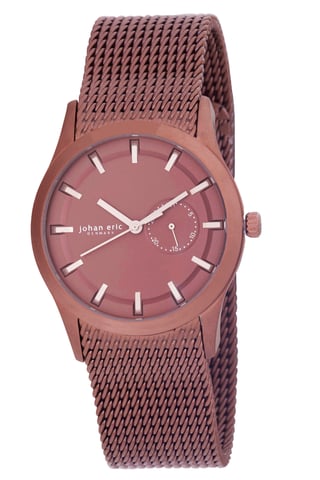 Johan Eric: AgersÃ¸, reloj para hombres con esfera marrÃ³n y subesfera de fecha, caja marrÃ³n IP y brazalete de malla.