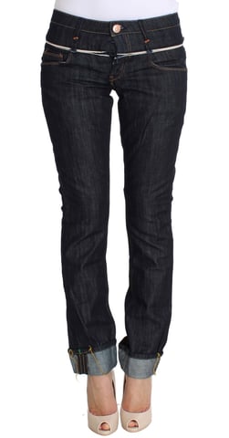 Acht Pantalones de Mezclilla de Algodón para Mujer en Azul, Corte Recto