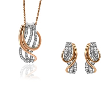 Orphelia 'Elsia ' Women's 925 Sterling Silver Set: Chain-Pendant + Earrings - Silver/Rose SET-7027