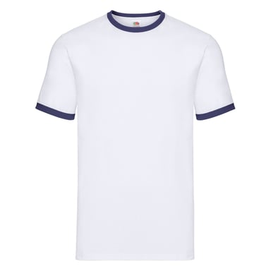 Fruit of the Loom Unisex Adult Ringer T-Shirt (White/Navy)