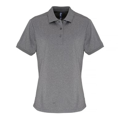Premier Womens/Ladies Coolchecker Short Sleeve Pique Polo T-Shirt (Grey Melange)