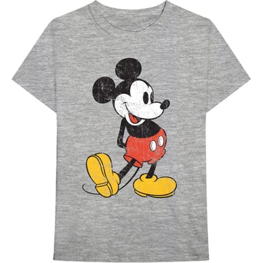 Disney Unisex Adult Mickey Mouse Vintage Cotton T-Shirt (Grey)
