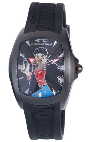 Reloj Chronotech de cuero negro