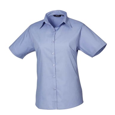 Premier Womens/Ladies Poplin Short-Sleeved Blouse (Mid Blue)