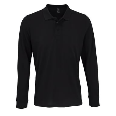 SOLS Unisex Adult Polycotton Long-Sleeved Polo Shirt (Black)