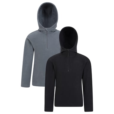 Mountain Warehouse Childrens/Kids Camber Quarter Zip Hoodie (Pack of 2) (Black)