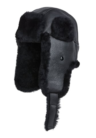 Gorro de aviador de piel de oveja B-55 de la RAF para hombre, color negro, cálido para invierno